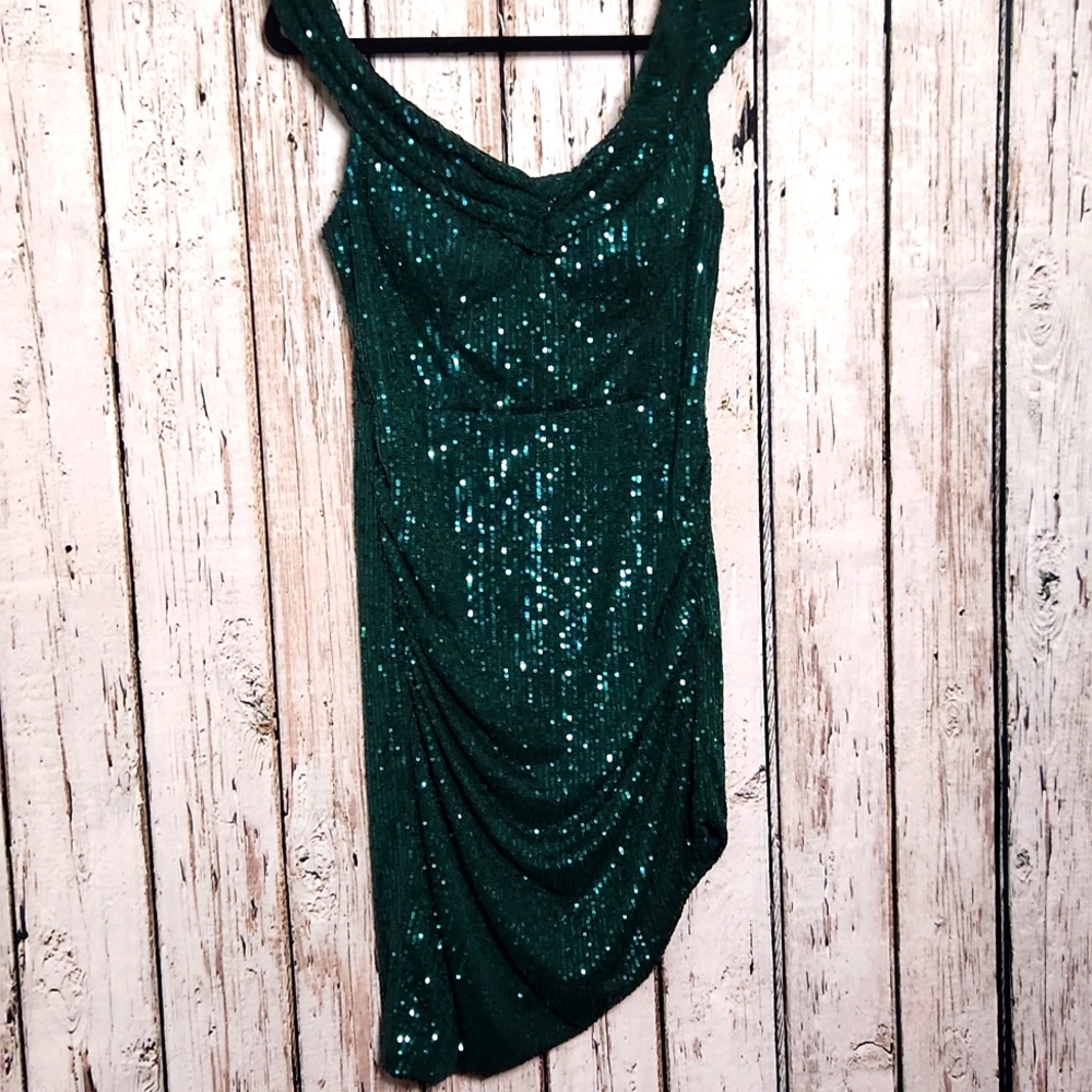 Green Sequin Sparkle City Studio Dress Medium
